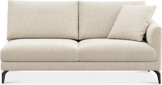 Castlery Lena Right Arm 2 Seater Sofa Customized, Performance Linen Weave Cream, Matte Black Legs, Spill Resistant, Removable Covers for Sofas by Castlery
