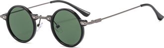 Generic Round Mens Small Frame Sunglasses Outdoor Vacation Womens Commuter Decorative Sun Glasses(Green)