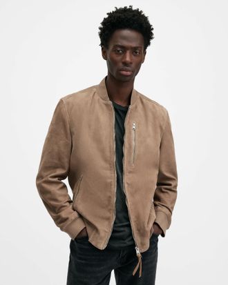 AllSaints Goat Suede Kemble Suede Bomber Jacket, Size: XS