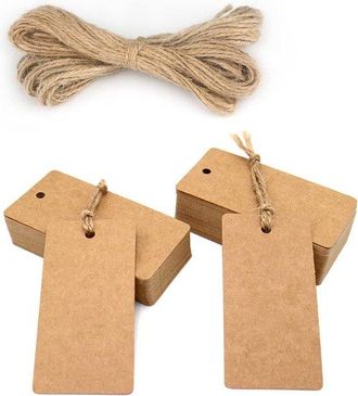 OEM Etiquetas De Regalo De Papel Kraft De 9 X 4,5 Cm, 100 Unidades Con Cordel De Yute Para Bodas, Navidad Y Fiestas