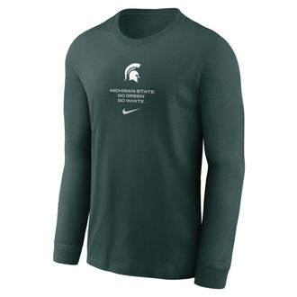 Nike Michigan State Sideline Nike Mens Dri-FIT College Long-Sleeve T-Shirt in Green | 02EW3EYMST-LDX