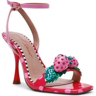 Betsey Johnson Addison Ankle Strap Sandal in Pink/Red Multi at Nordstrom, Size 7.5