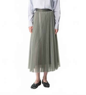 Forte_Forte Tulle Soleil Pliss Skirt In Stone