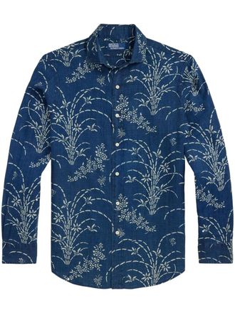 Polo Ralph Lauren floral-print linen shirt - men - Linen/Flax - L - Blue