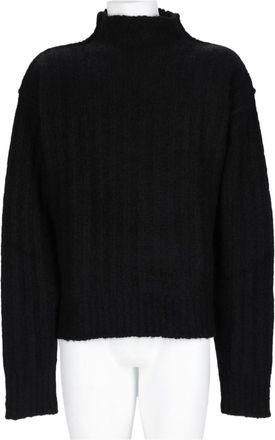 Rick Owens Ribbed Knit Sweater with Slightly Ruffled Neckline