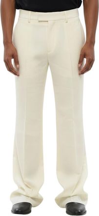 Off-white White Flared Flat Front Trousers