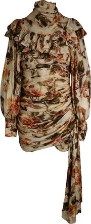Zimmermann Resistance Mini-jurk met ruches en bloemenprint in veelkleurige zijde