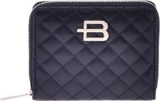 Baldinini Wallet with zip in black quilted leather and monogram - Dames - Portefeuilles - Blauw - ONE Size - Leer - Accessoires