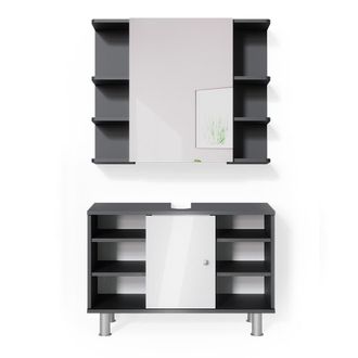 Vicco Conjunto De Muebles De Ba&ntilde;o Fynn, Antracita, 2 Piezas