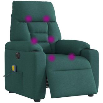 vidaXL Vidaxl - Sill&oacute;n Reclinable De Masaje El&eacute;ctrico Tela Verde Oscuro