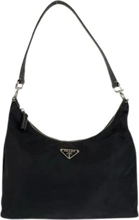 Prada Pre-owned Shoulder Bags, female, Black, Size: ONE SIZE Pre-owned Tessuto Nylon Shoulder Bag