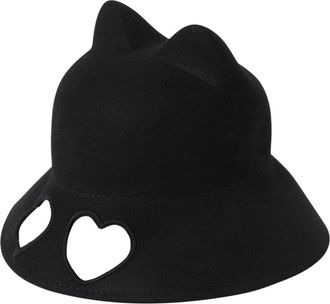 Vivetta Kattenoor Uitgesneden Hoed Roze - Dames - Hoeden - Zwart - S - Accessoires