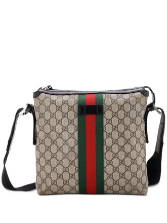 Gucci Web Messenger Bag GG Coated Canvas Medium crossbody bag - Brown