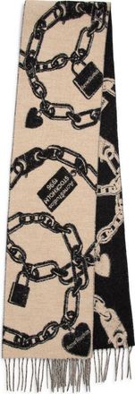 Acne Studios Vilma Chain Wool Blend Scarf in Beige/Black at Nordstrom