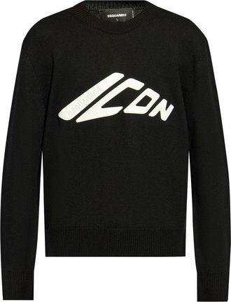 Dsquared2 Icon logo-print virgin wool jumper - men - Virgin Wool - M - Black