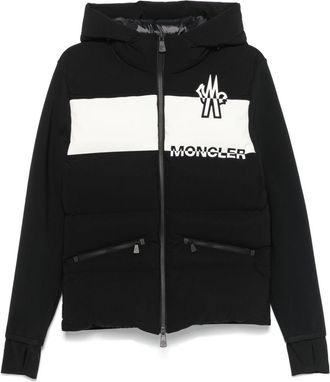 Moncler raised-logo jacket - men - Polyamide/Polyester/Elastane/Polyamide/Polyester/Goose Down/Goose Feather - 3XL - Black