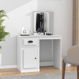 vidaXL Vidaxl - Tocador Con Espejo Madera Contrachapada Blanco 90x50x132,5 Cm