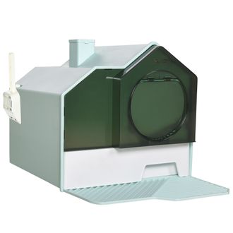 OEM Arenero Para Gatos Caja De Arena Cerrada Con Bandeja Extra&iacute;ble Pala Y Filtro Desodorizante 47x45x42 Cm Turquesa
