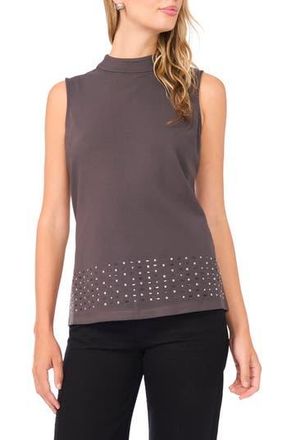 Vince Camuto Bead Detail Mock Neck Top in Medium Heather Grey at Nordstrom Rack, Size Xx-Small