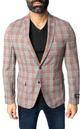 Maceoo Descartes Unconstructed Plaid Spanish Orange Blazer at Nordstrom, Size 8