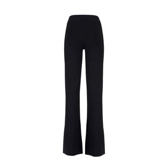 Calvin Klein Broeken, Dames, Zwart, S, Polyester, Wijde Pijp Viscose Broek Zwart