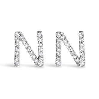 House of Brilliance 10K Gold 1/10 Cttw Diamond Initial A to Z Stud Earring