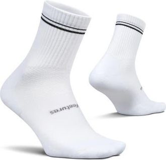 Feetures High Performance Max Cushion Quarter Tall Sock MoistureWicking Athletic Socks in Black Stripe at Nordstrom, Size Medium
