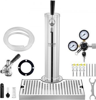 OEM Kegerator Tower Kit, Kit De Conversi&oacute;n De Cerveza De Un Solo Grifo, Dispensador De Torre De Cerveza De Barril De Acero Inoxidable Con Regulador W21.8 