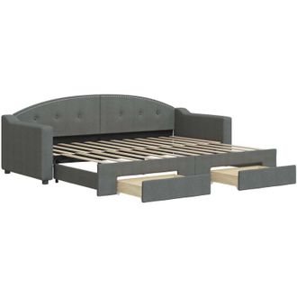 vidaXL Sof&aacute; Cama Nido Con Cajones Tela Gris Oscuro 80x200 Cm Vidaxl