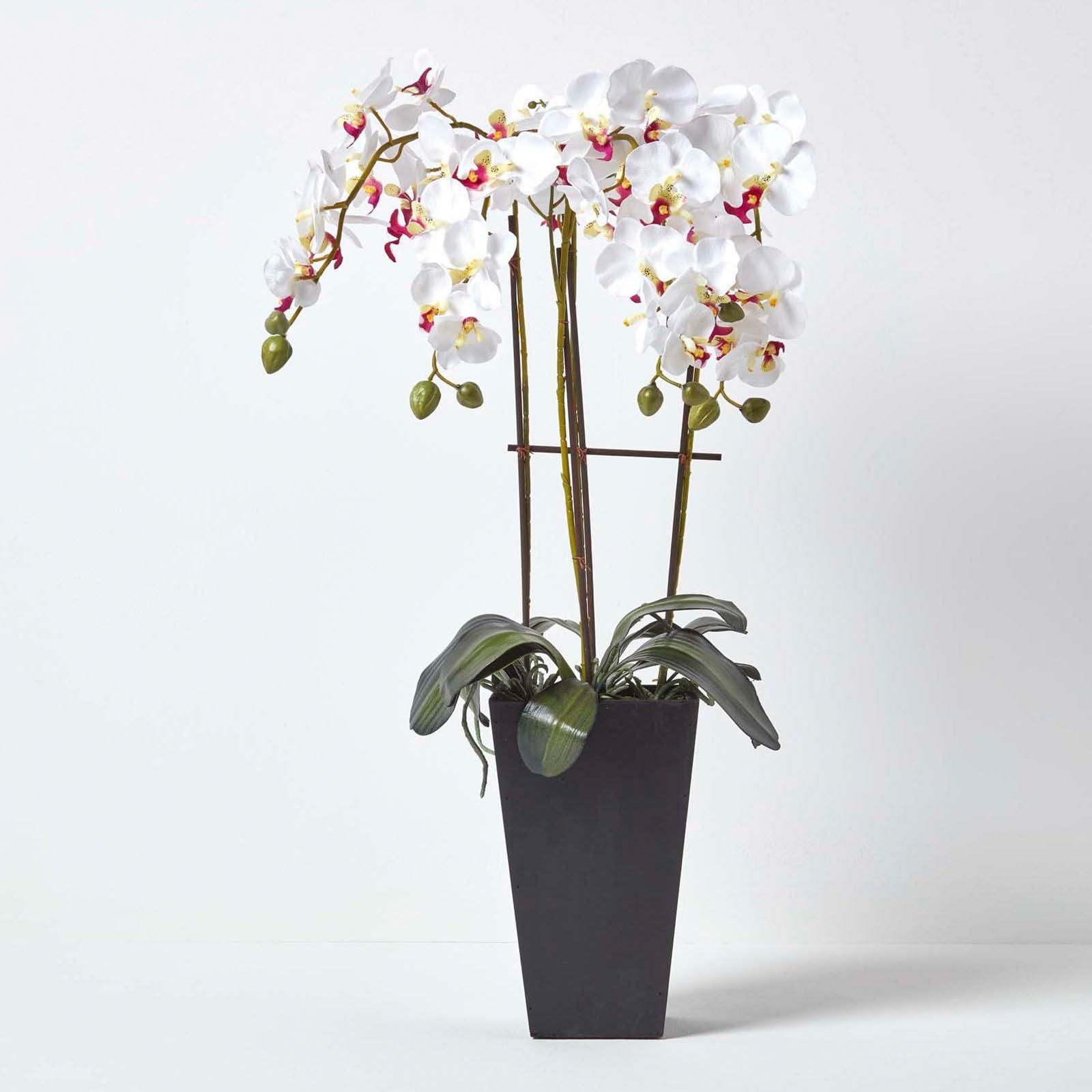 HOMESCAPES Kunstbaum Mit Weißen Rosen – Täuschend Echte Kunstpflanze, 90 Cm Hoch, Perfekt Für Wohnung & Deko