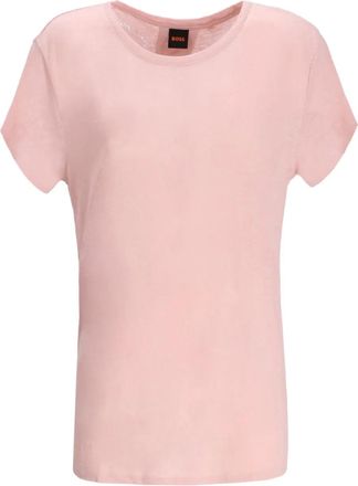 BOSS linen T-shirt - women - Linen/Flax - M - Pink