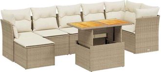 vidaXL Vidaxl - Juego De Sof&aacute;s De Jard&iacute;n Con Cojines Beige 8 Pzas Rat&aacute;n Pe