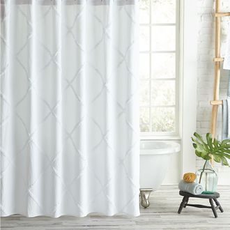 Peri Home Chenille Lattice Shower Curtain in White at Nordstrom