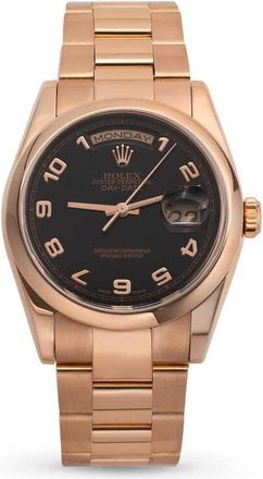 Rolex Pre-owned Rolex Day-Date Automatic Chronometer Black Dial Unisex Watch 118205 BKAO