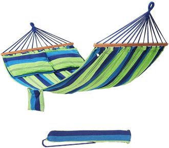 Songmics Songmics - Amaca di Stoffa Portatile da Campeggio e Giardino, Telo con Barre Trasversali, 210 x 150 cm, Portata Max. 300 kg, Strisce Multicolore