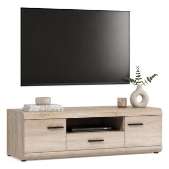 Dmora Mueble Para Tv Kalepa, Un Caj&oacute;n, 2 Estantes, 2 Puertas, 140x54x44h Cm Roble Marr&oacute;n