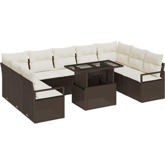 vidaXL Vidaxl - Garden Sofa Set Manual 10 pcs Brown and cream 100 x 55 x 73 cm
