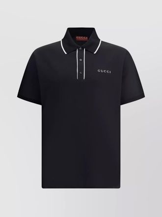 Gucci cotton piqu&eacute; logo-embroidered polo shirt