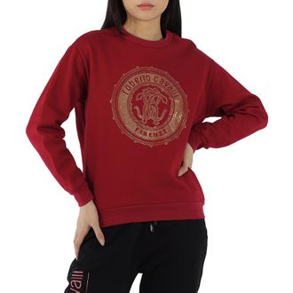 Roberto Cavalli Ladies Carmine Stud Mirror Snake Jersey Sweatshirt, Brand Size 44 (US Size 10)