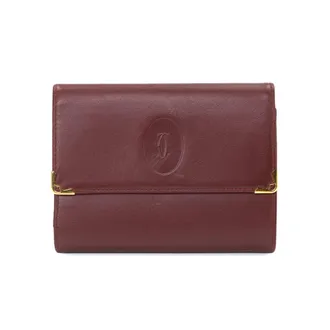 Cartier Bordeaux Leather Wallet (Tri-Fold) (Pre-Owned)