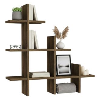 Dmora Estanter&iacute;a Caelum, Estante, Estante De Pared, Estanter&iacute;as Multiusos, 82x18h80 Cm, Nuez, Con Embalaje Reforzado - Dmora
