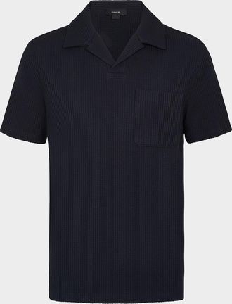 Vince Mens Seersucker Johnny Collar Polo Shirt
