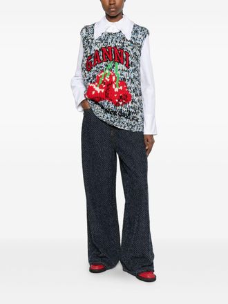 Ganni Textured Denim Jeans - Navy