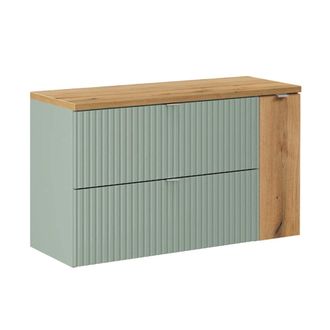 Petits Meubles Mueble bajo lavabo 100cm y madera paneles laminados verde