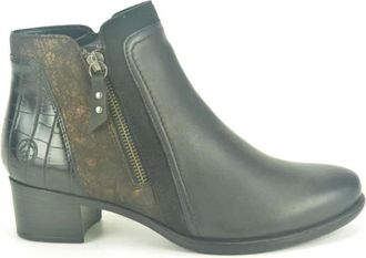 Remonte Schoenen, Dames, Groen, 37 EU, Zwarte enkellaars met 3cm hak