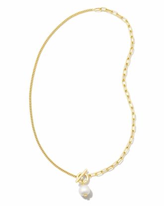 Kendra Scott Womens Leighton Convertible Pearl Chain Necklace In Gold