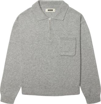 Woodbird WBKang 1/2 Zip Polo - Heren - Ronde hals truien - Grijs - L - Wol - Truien & Vesten