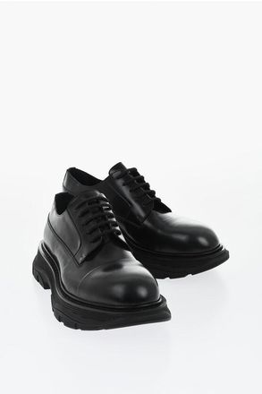 Alexander McQueen Leather Derby Shoes GAME with Rubber Sole size 43