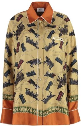 Bally Train Printed Long-Sleeved Silk Shirt