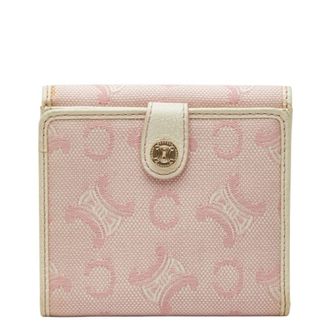 Celine Pink White Canvas Leather Wallet (Bi-Fold) (Pre-Owned)